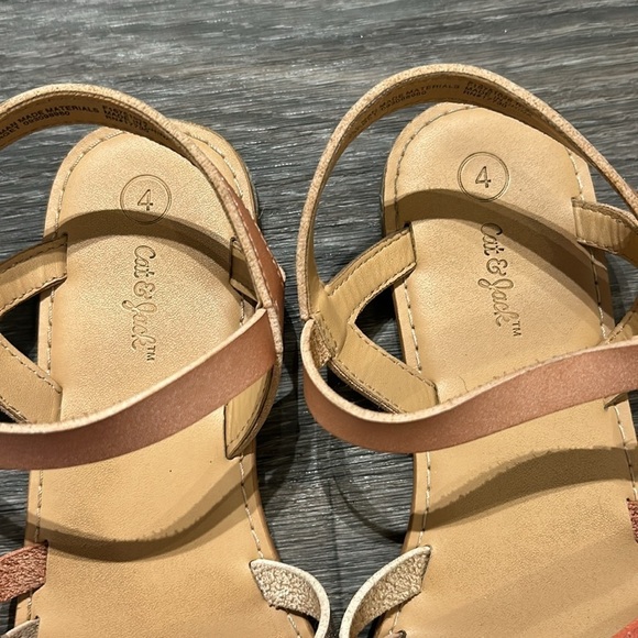 Cat and Jack Hook and Loop Strappy Sandals Pink Rose Gold Metallic Size 4 - Picture 6 of 8